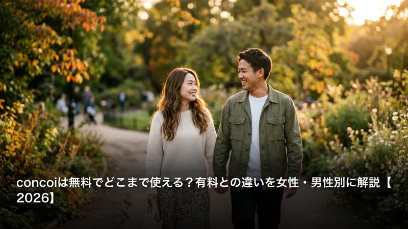 concoiは無料でどこまで使える？有料との違いを女性・男性別に解説【2026】
