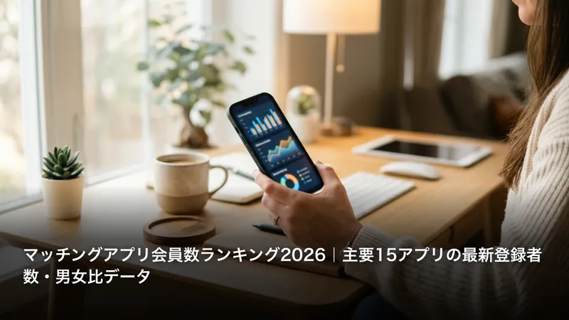マッチングアプリ会員数ランキング2026｜主要15アプリの最新登録者数・男女比データ
