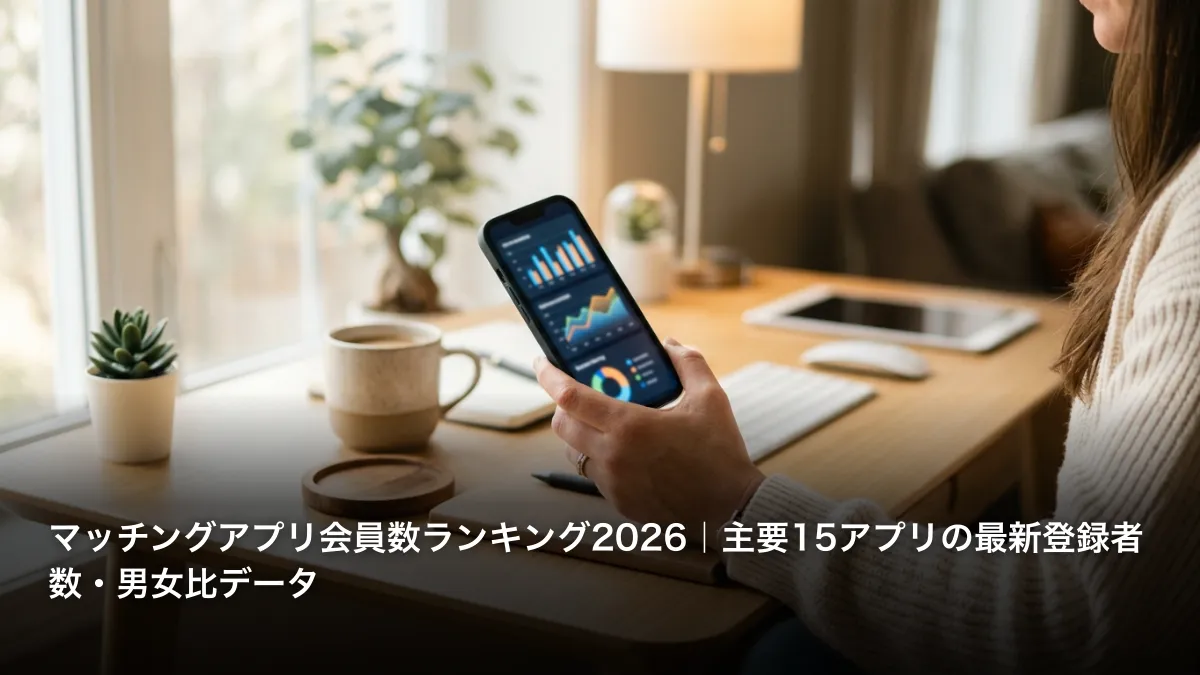 マッチングアプリ会員数ランキング2026｜主要15アプリの最新登録者数・男女比データ