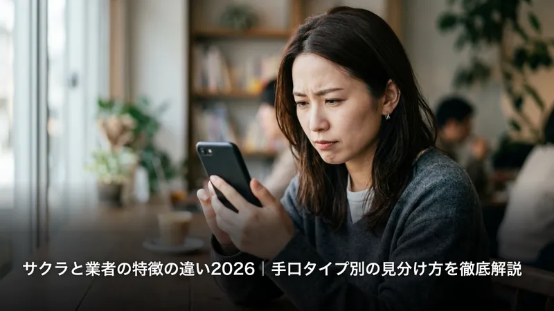 サクラと業者の特徴の違い2026｜手口タイプ別の見分け方を徹底解説