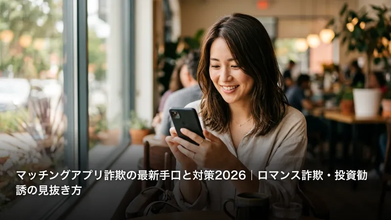マッチングアプリ詐欺の最新手口と対策2026｜ロマンス詐欺・投資勧誘の見抜き方
