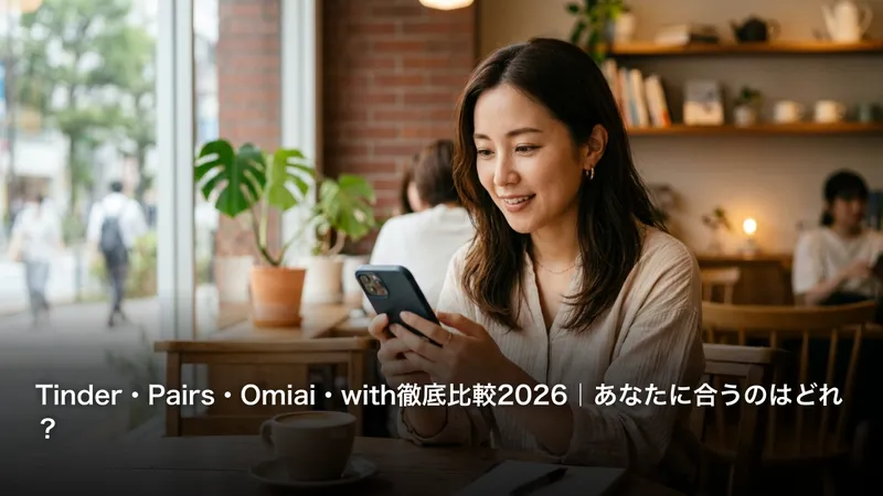 Tinder・Pairs・Omiai・with徹底比較2026｜あなたに合うのはどれ？